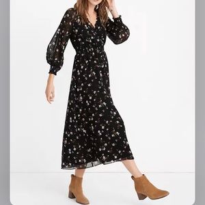 Madewell long sleeve georgette midi dress